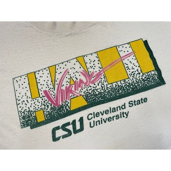 VINTAGE Cleveland State University Viking T-shirt Men XL 90s Single Stitch - Picture 2 of 11